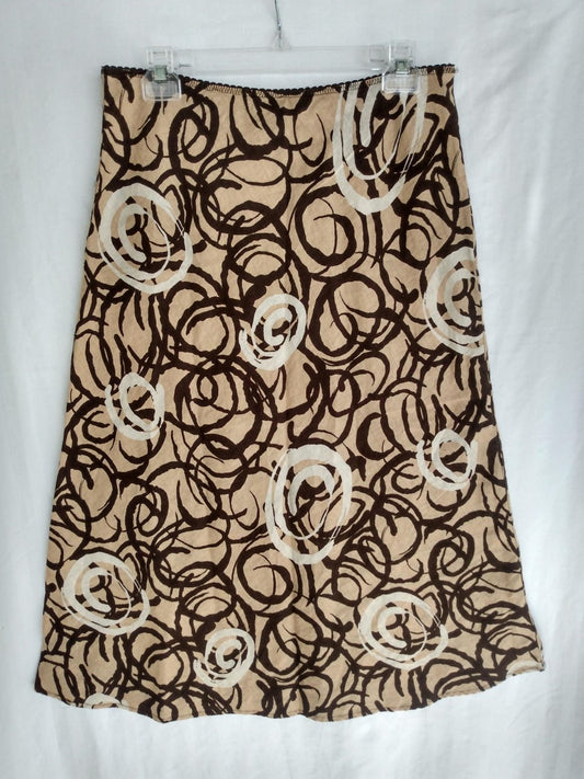 Willi Smith brown print 100% Linen Skirt - 8